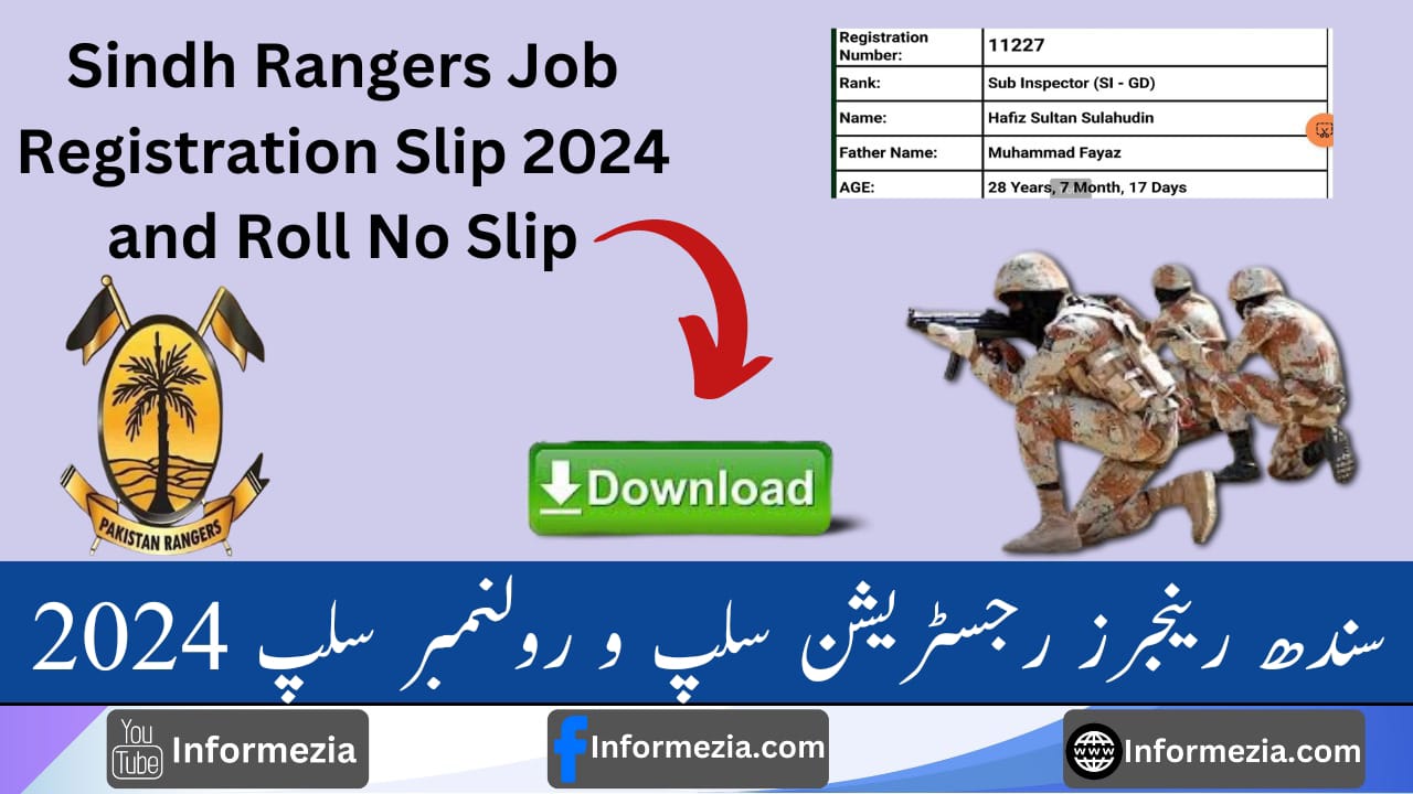 Sindh Rangers Jobs 2024 registration Slip