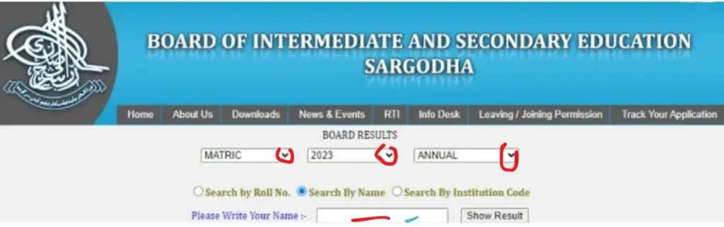 BISE Sargodha 10 class Results 