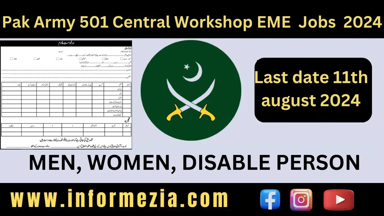 Pak Army 501 Central Workshop EME Chaklala Jobs Rawalpindi 2024