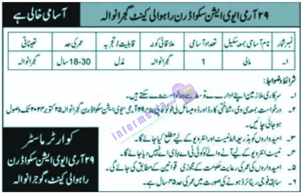 Pak Army Matric Based Jobs 2024