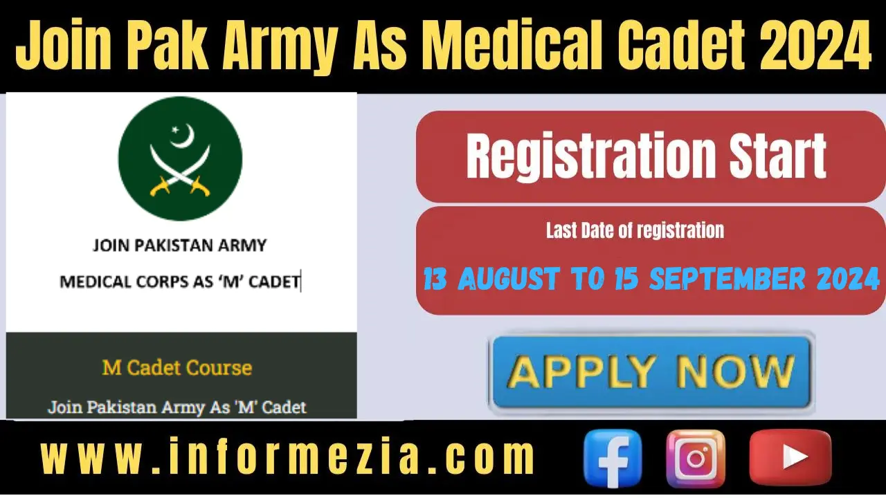 Join Pak Army as Medical Cadet Course 2024