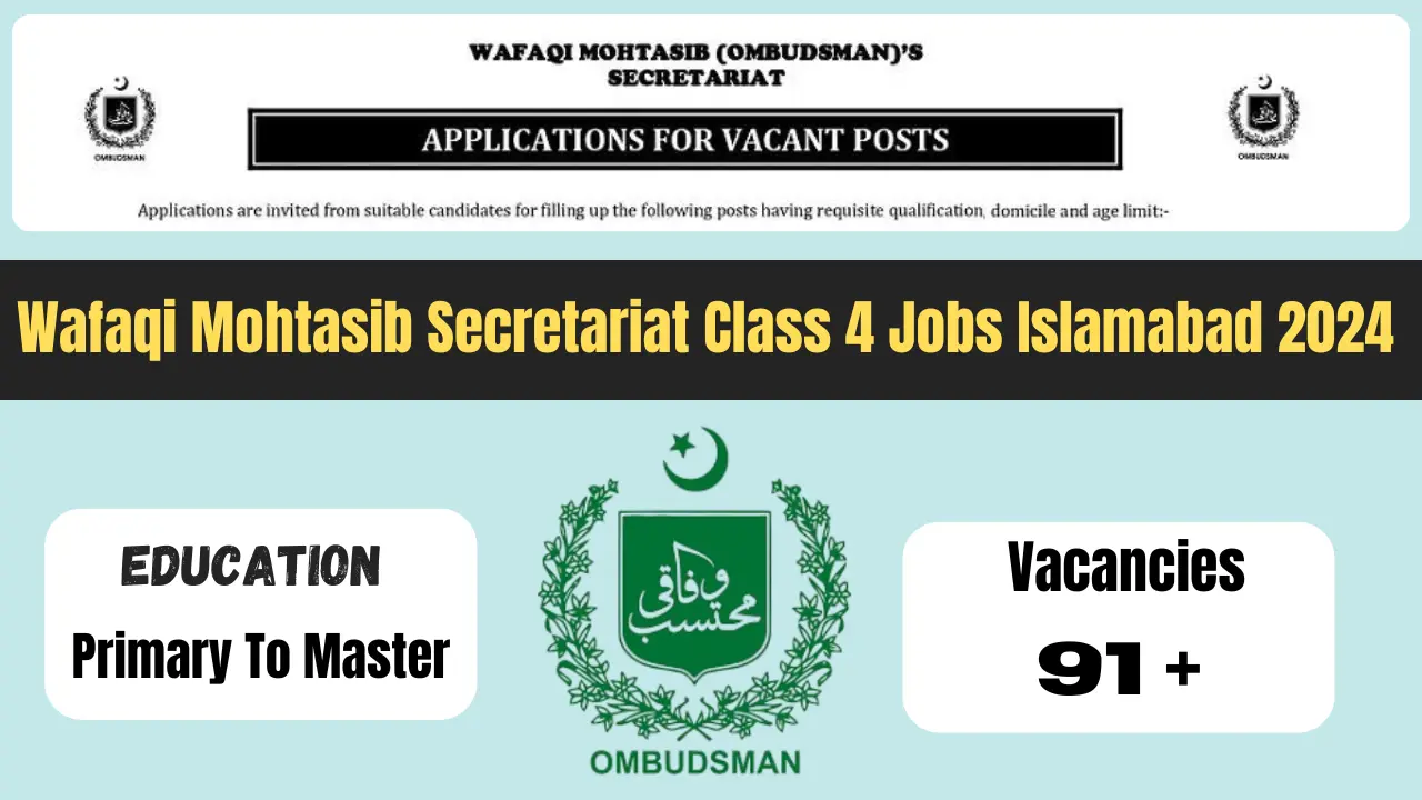 Wafaqi Mohtasib Jobs Islamabad 2024