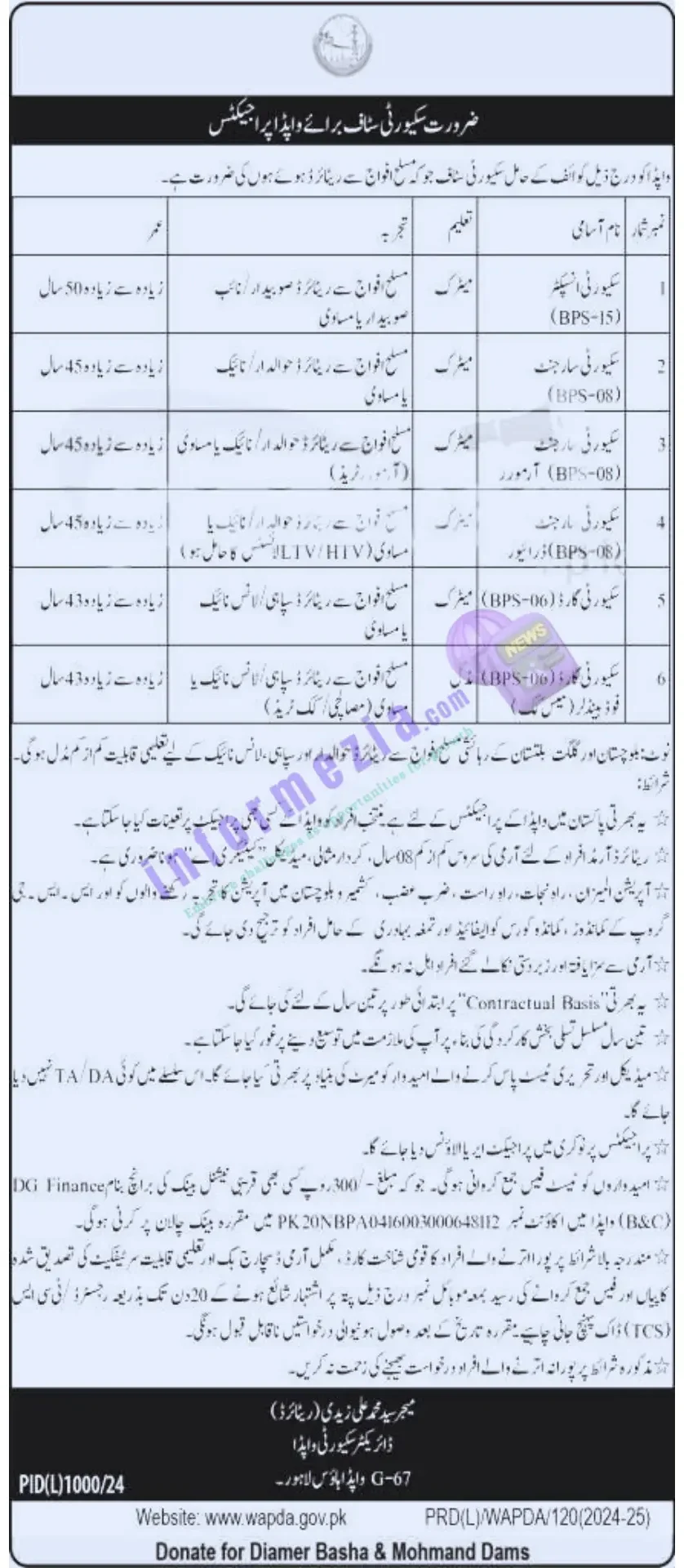 WAPDA Security Guard Jobs 2024