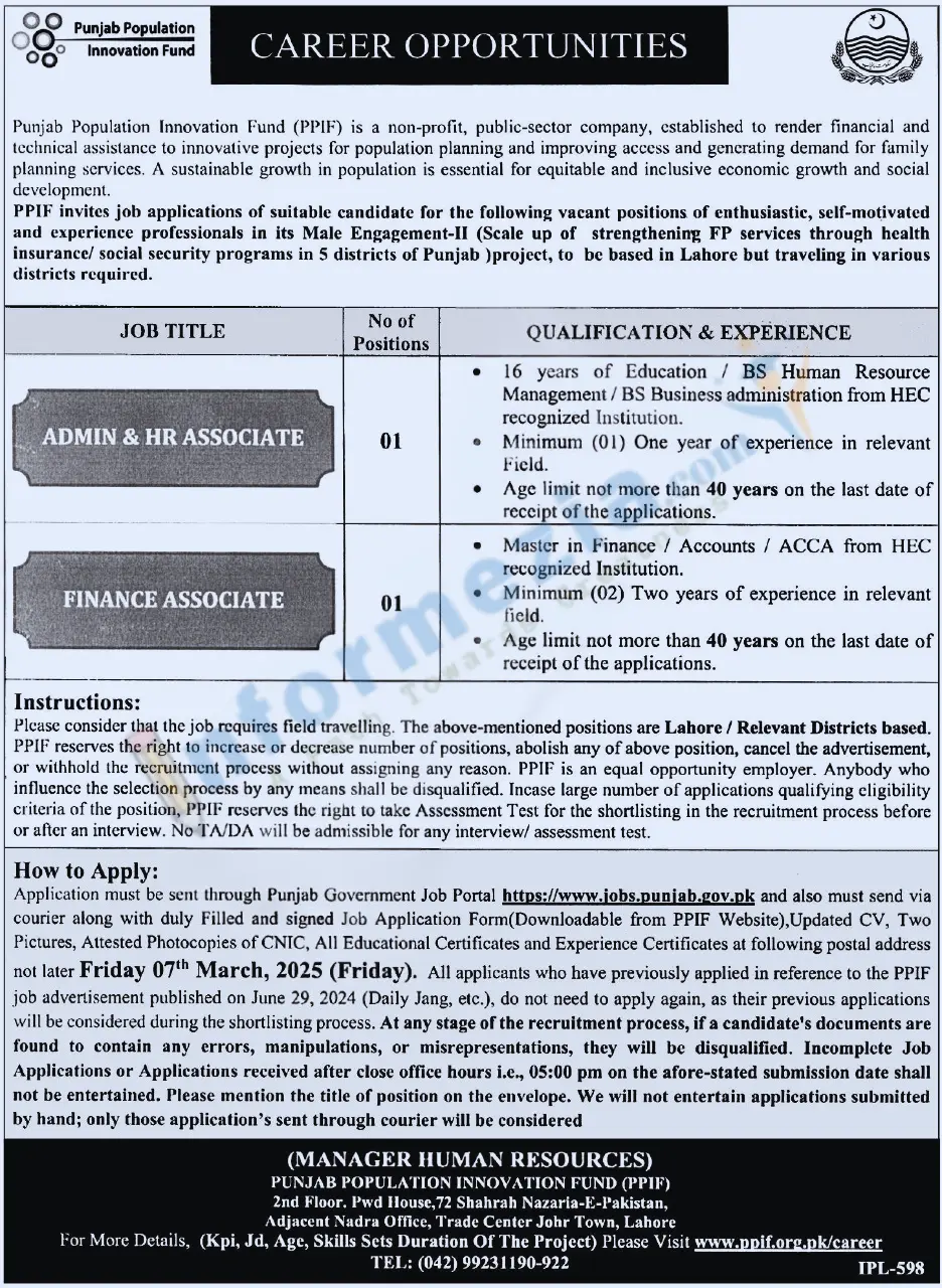 PPIF Latest Jobs 2025 Apply 