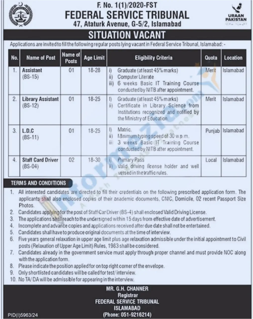 Federal Service Tribunal Jobs 2025 Advertisement