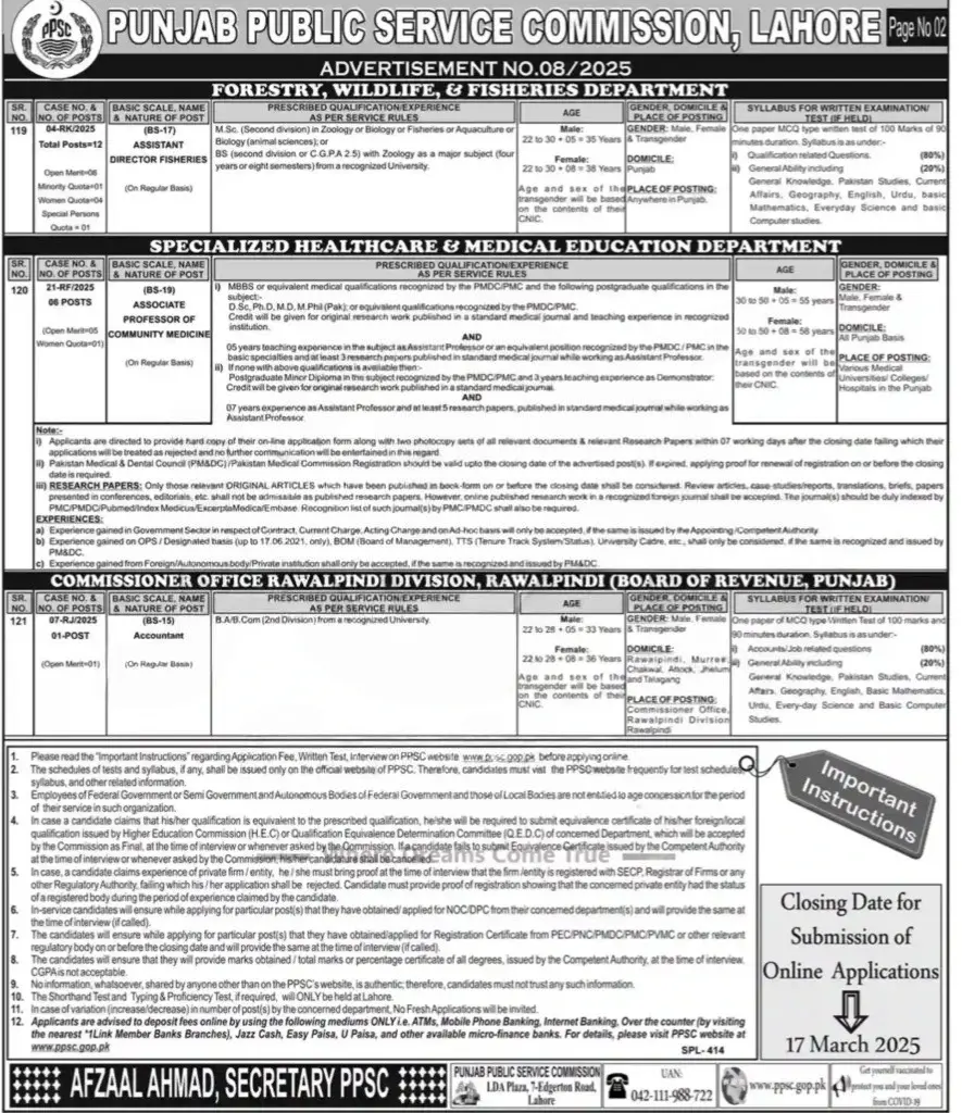 Latest PPSC Jobs 2025 Online Apply