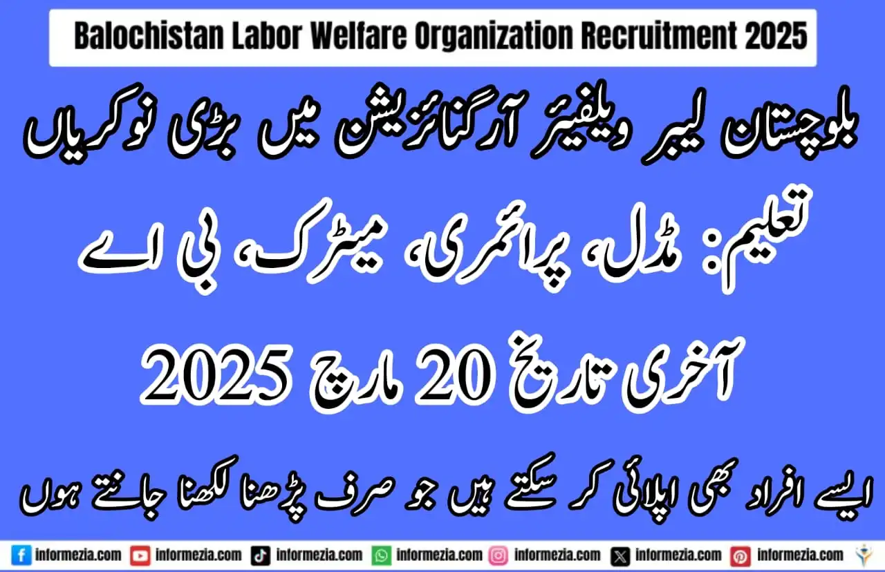 Balochistan Labor Welfare Organization Recruitment 2025