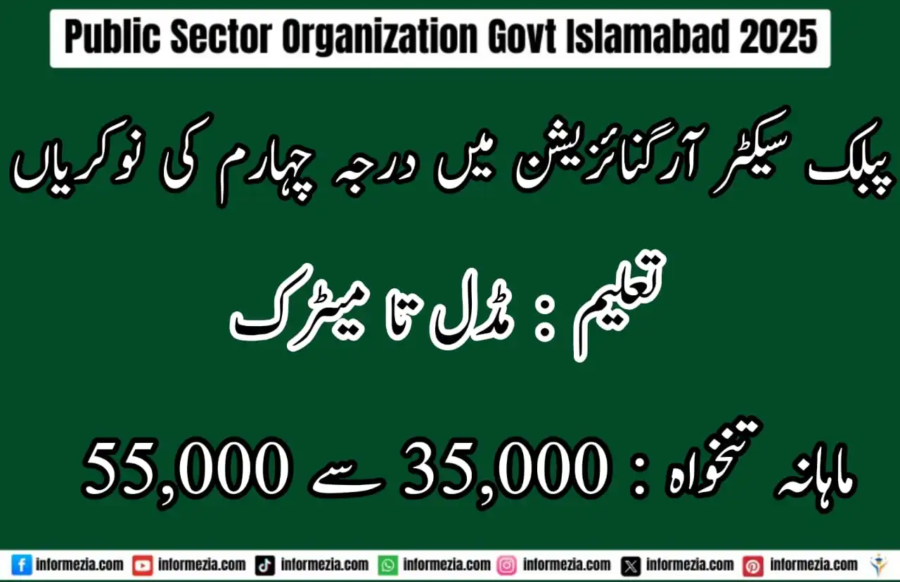 Public Sector Organization Govt Islamabad Jobs 2025